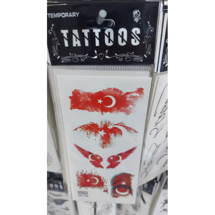 DÖGME STİCKER TÜRK BAYRAK 7 DESENLİ 20Lİ  *23nisan
