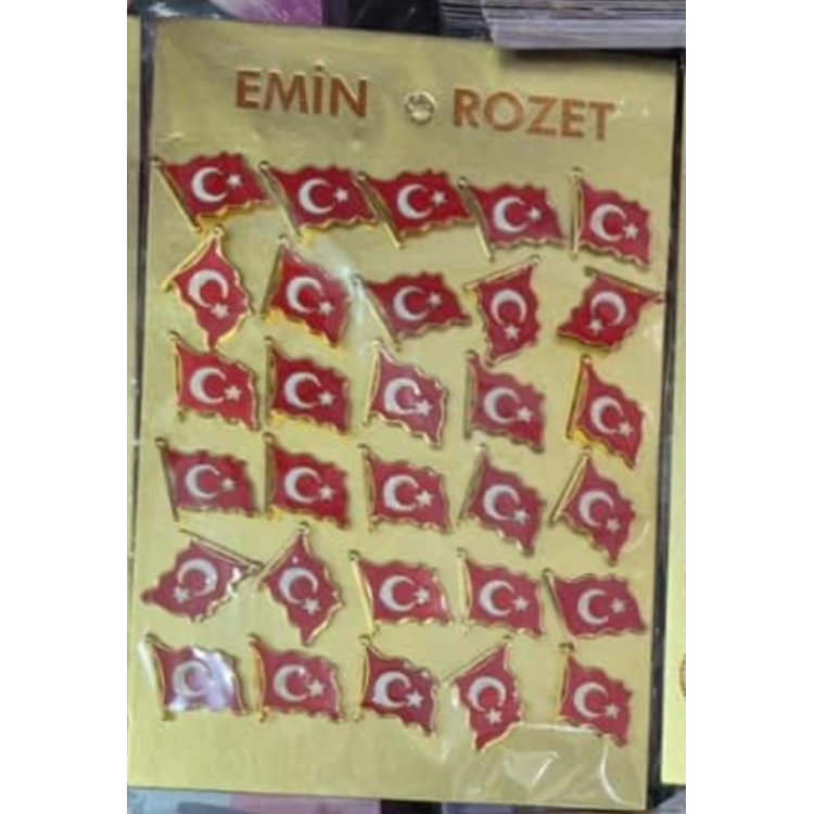 METAL YAKA ROZETİ DALGALI BAYRAK 30LU *23nisan *29ekim