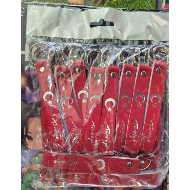 ANAHTARLIK BAYRAK AYYILDIZ DERİ GÖRÜNÜMLÜ 24LÜ *23nisan