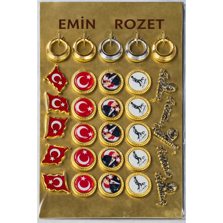 METAL YAKA ROZETİ KARIŞIK 30LU *23nisan *29ekim