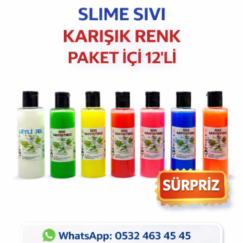 Slime Jeli 70 Ml Karışık Renk 12'Li Paket Slime Jeli 70 Ml Karışık Renk 12'Li Paket