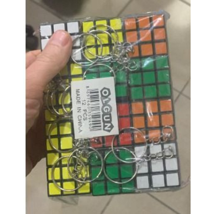 RUBİK ZEKA KÜPÜ ANAHTARLIKLI 12Lİ SİYAH