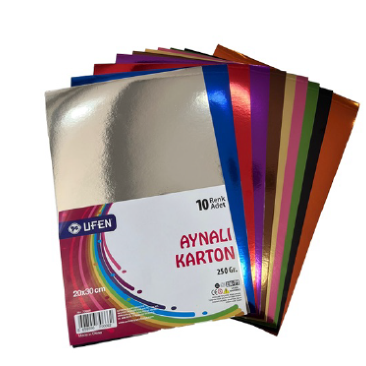 UFEN 20X30 A4 AYNALI KARTON 10renk Metalize 250gr