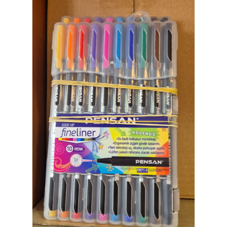PENSAN 6500HP FİNELİNER RENKLİ PLASTİK KUTU 10LU