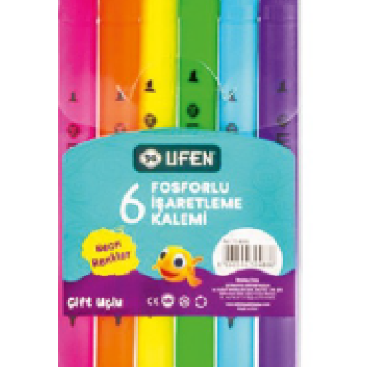 UFEN FOSFORLU ÇİFT UÇLU İŞARETLEME KALEMİ NEON 6LI