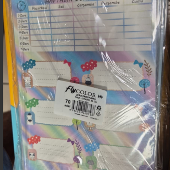 FLYCOLOR DERS PROGRAMLI 3LÜ (24 ETİKETLİ) OKUL ETİKETİ 70 SET