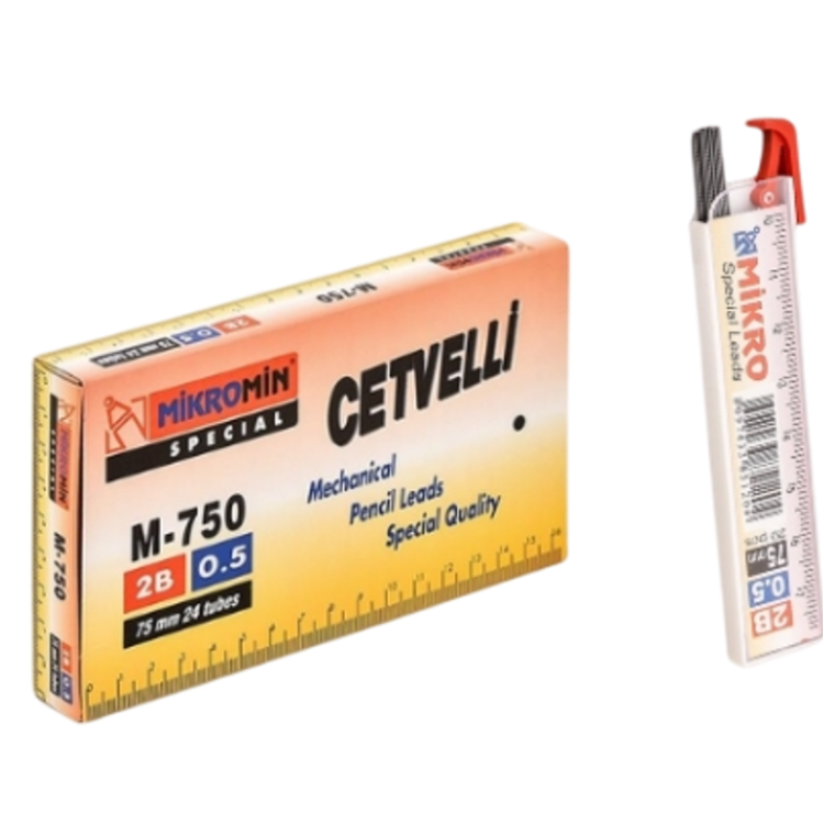 Mikro M-750-05 Cetvelli 2B 20li Tüp Kalem Versatil Ucu 75 mm 0.5 (24 Tüp)