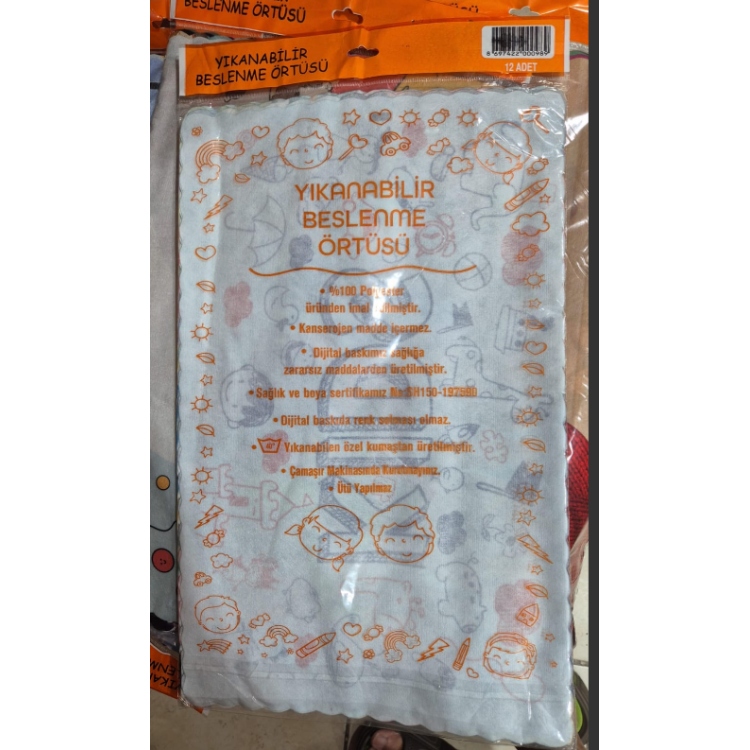 YIKANABİLİR BESLENME ÖRTÜSÜ 12'Lİ 30X45 KAYMAZ TABAN (PAKET İÇİ KARIŞIK)