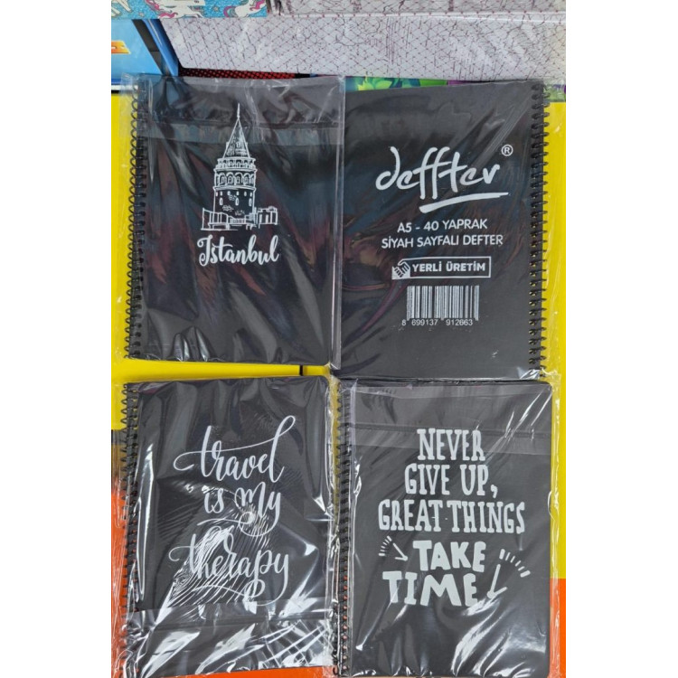 SİNGLE COLOR SİYAH DEFTER A5 SPİRALLİ 40YP