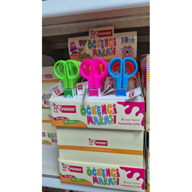 MİKRO KS-150 KAPLI ÖĞRENCİ MAKASI (BOX30)