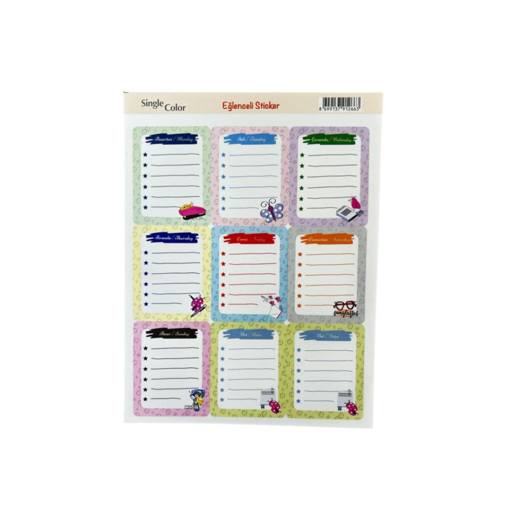 SİNGLE COLOR 2'Lİ EĞLENCELİ STİCKER PK:50'Lİ
