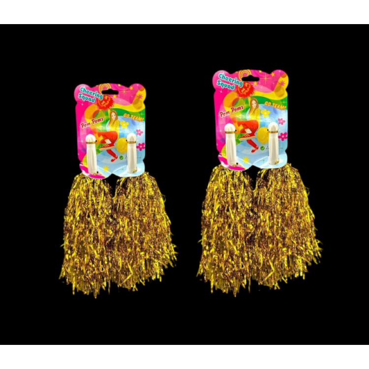 23 NİSAN GÖSTERİ AMİGO PONPON 2Lİ -gold- METALİZE (12ÇİFT) *23nisan -H05