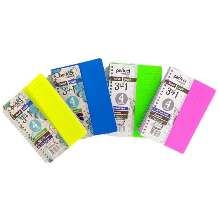 PASTEL A6 PP NOT DEFTERİ AYRAÇLI 3+1 KARELİ ÇİZGİLİ (BOX12) SEPERATÖRLÜ