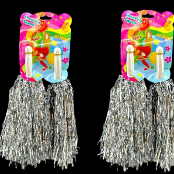 23 NİSAN GÖSTERİ AMİGO PONPON 2Lİ -gümüş- METALİZE (12ÇİFT) *23nisan -H05