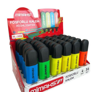 MİMAKS HL-7936 FOSFORLU İŞARET KALEMİ 36LI MİMAKS HL-7936 FOSFORLU İŞARET KALEMİ 36LI