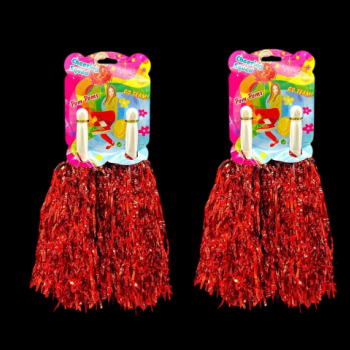 23 NİSAN GÖSTERİ AMİGO PONPON 2Lİ -KIRMIZI- METALİZE (12ÇİFT) *23nisan -H05