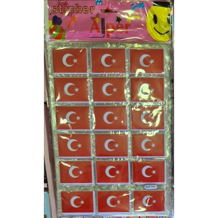 ALP113 STİCKER A4 BÜYÜK DİKDÖRTGEN BAYRAK 12Lİ