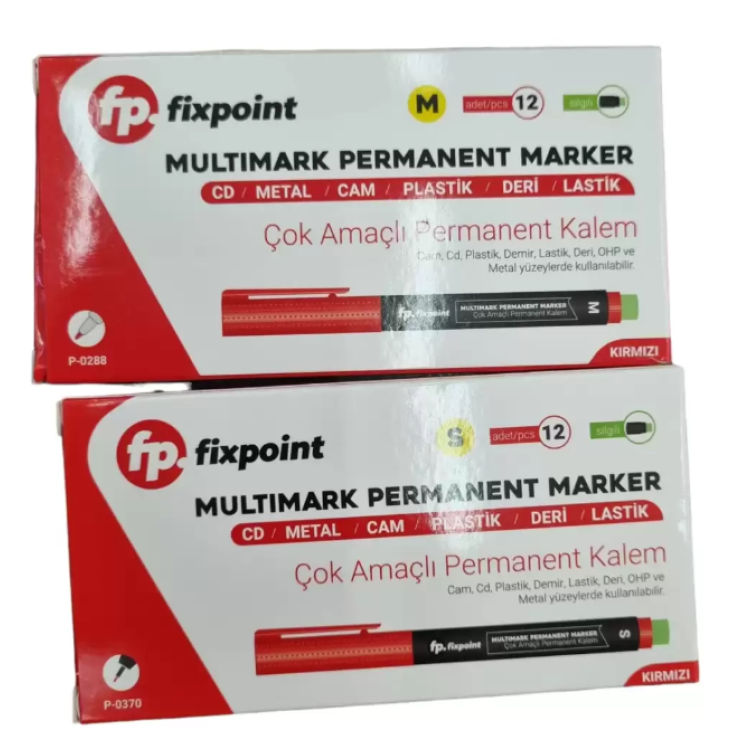 FİXPOİNT P-0370 KIRMIZI-S PERMANENT SİLGİLİ CD ASETATLI KALEM (BOX12)
