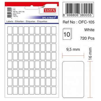 TANEX OFC-105 BEYAZ OFİS ETİKETİ 9,5X16 TANEX OFC-105 BEYAZ OFİS ETİKETİ 9,5X16