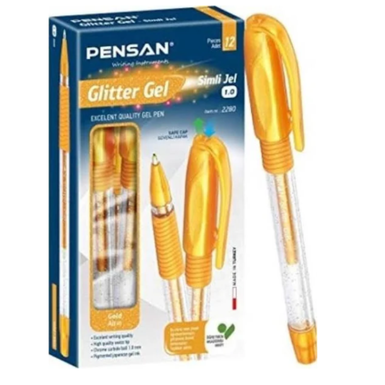 PENSAN 2800 JELY 1.0 SİMLİ JEL KALEM 12Lİ -GOLD