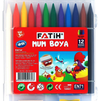 FATİH 50130 POLYMER 12 RENK UZUN MUM BOYA 12Lİ #2 FATİH 50130 POLYMER 12 RENK UZUN MUM BOYA 12Lİ #2