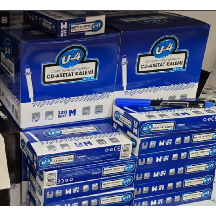 U4-1114 MAVİ-M PERMANENT SİLGİLİ CD ASETATLI KALEM (BOX12)