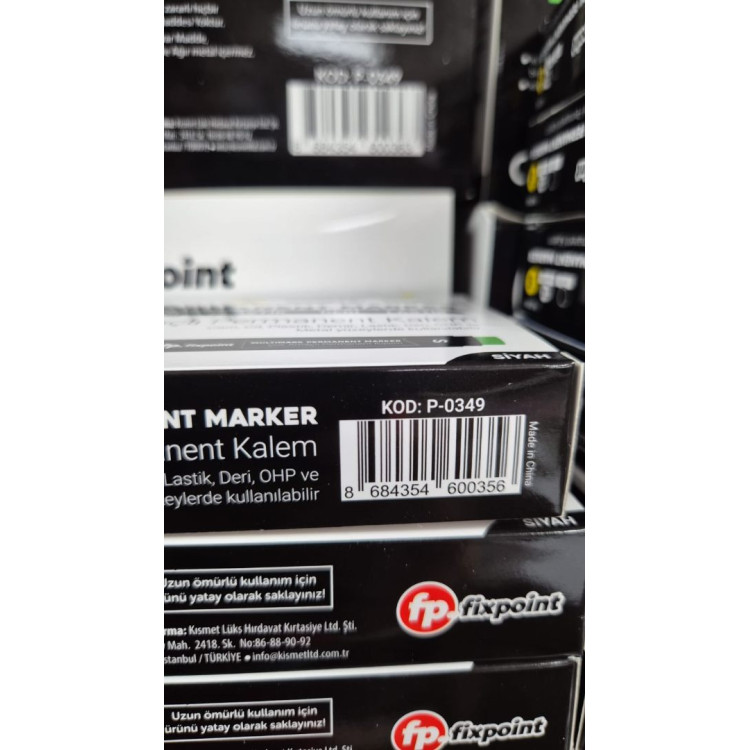 FİXPOİNT P-0349 SİYAH-S PERMANENT SİLGİLİ CD ASETATLI KALEM (BOX12)