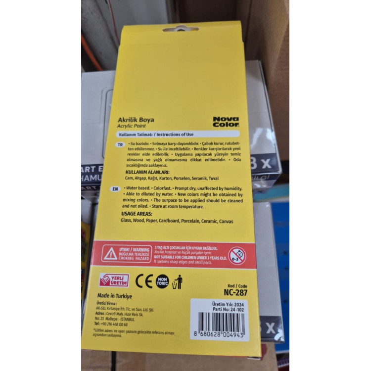 NOVA COLOR NC-287 AKRİLİK BOYA 10RENK 7GR TÜP