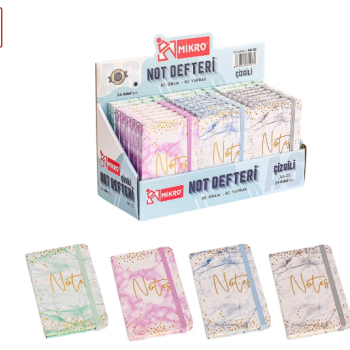 MİKRO A6-05 NOT DEFTERİ ÇİZGİLİ 80GR 80YP. LASTİKLİ 24LÜ MİKRO A6-05 NOT DEFTERİ ÇİZGİLİ 80GR 80YP. LASTİKLİ 24LÜ