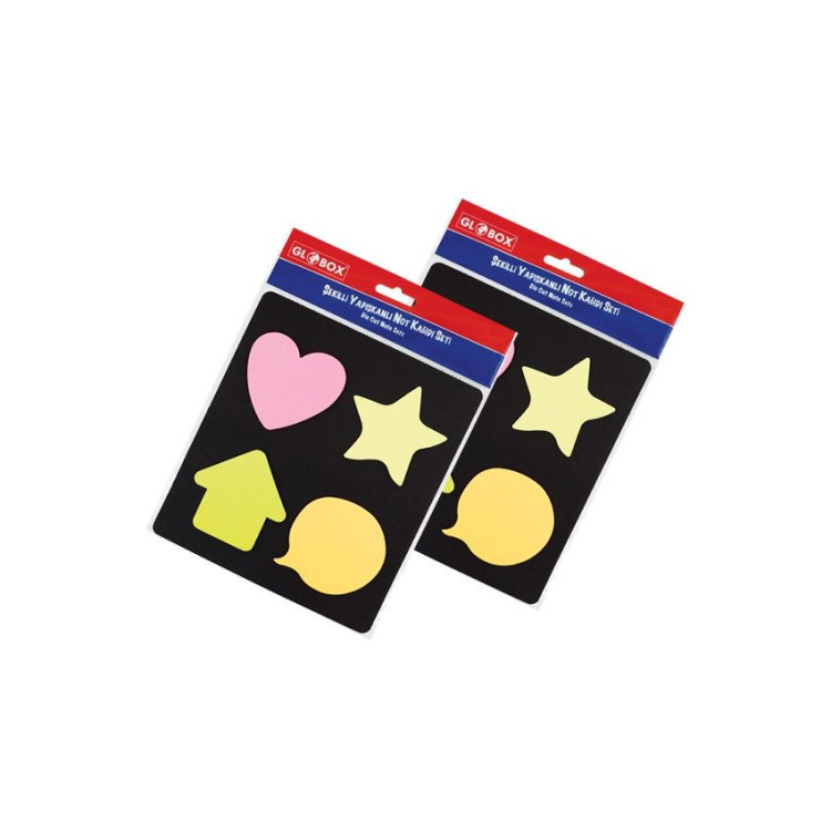 GLOBOX 2530 ŞEKİLLİ YAPIŞKANLI NOTLUK POST-İT 4LÜ ETİKET (BOX12)