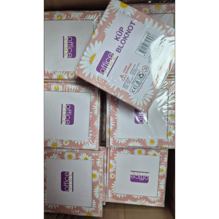 GLOBOX 3474 OFFİCE TİME PAPATYA DESENLİ KÜP BLOKNOT 9X9CM