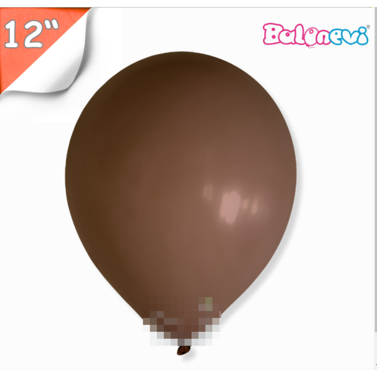 Pastel 12 Balon Balonevi Kahverengi 100lü