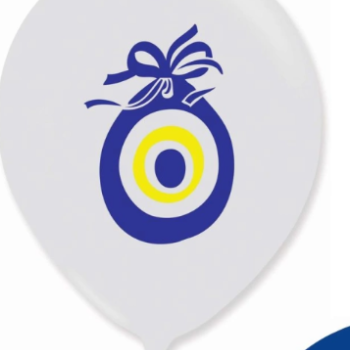 Hazır Baskı Balon Atom Balon 11'' Nazar Beyaz *K Hazır Baskı Balon Atom Balon 11'' Nazar Beyaz *K