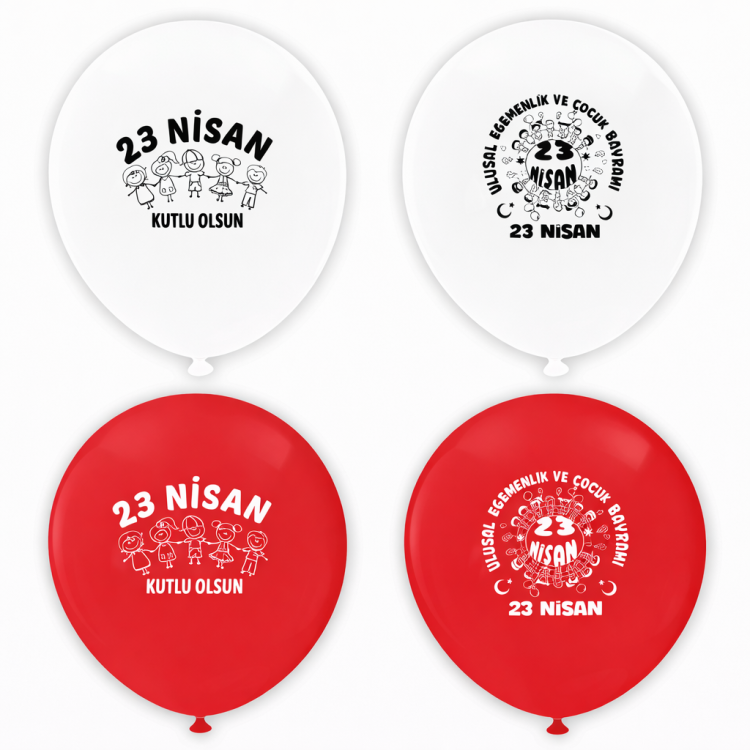 23 Nisan Hazır Baskı Balon (1+1) 11" 23 Nisan *100lü 23 Nisan Hazır Baskı Balon (1+1) 11" 23 Nisan *100lü