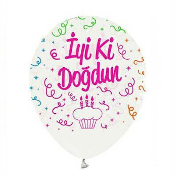 Hazır Baskı Balon Full Hbk İyiki Doğdun Şeffaf'a Renkli 100lü Hazır Baskı Balon Full Hbk İyiki Doğdun Şeffaf'a Renkli 100lü