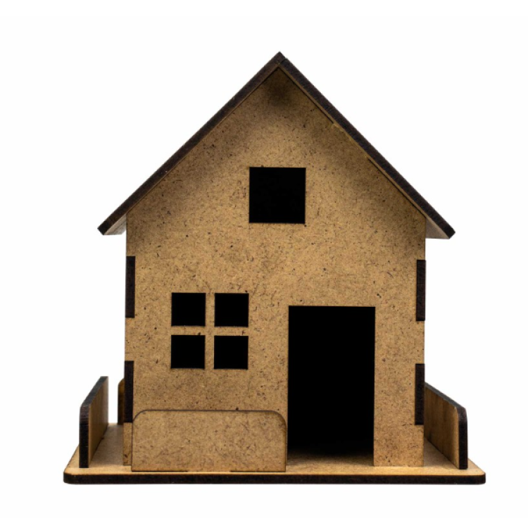 Boyama Ahşap Çitli Ev Seti -boyanabilir