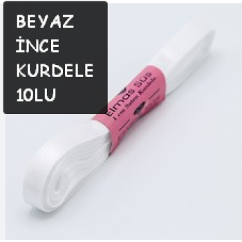 İnce Kurdele 10MM 10M (10'Lu) BEYAZ *23nisan İnce Kurdele 10MM 10M (10'Lu) BEYAZ *23nisan