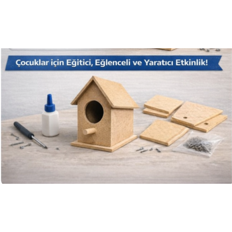 Obje Kuş Evi Mdf Küçük (12,50*8.8*8,8cm) BOYAMA MAKET