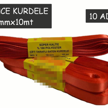 İnce Kurdele 10MM 10M (10'Lu) KIRMIZI *23nisan