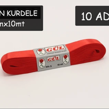 Kalın Kurdele 20MM 10M (5'Li) KIRMIZI *23nisan