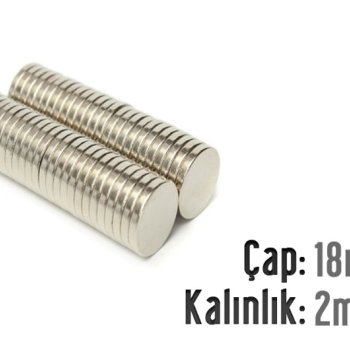 Neodyum Mıknatıs 18x2 mm Adet Neodyum Mıknatıs 18x2 mm Adet