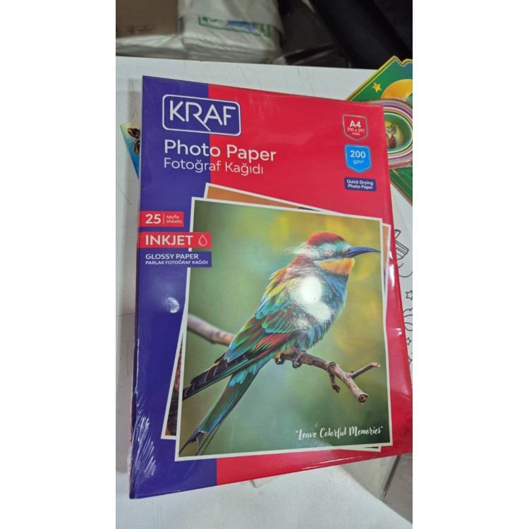 KRAF FOTOĞRAF KAĞIDI A4 200GR 25'Lİ