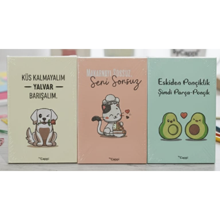 BYCAPPİ 14*21 SÖZLÜ 160SY ÇİZGİLİ SERT KAPAK NOT DEFTERİ 12 MODEL