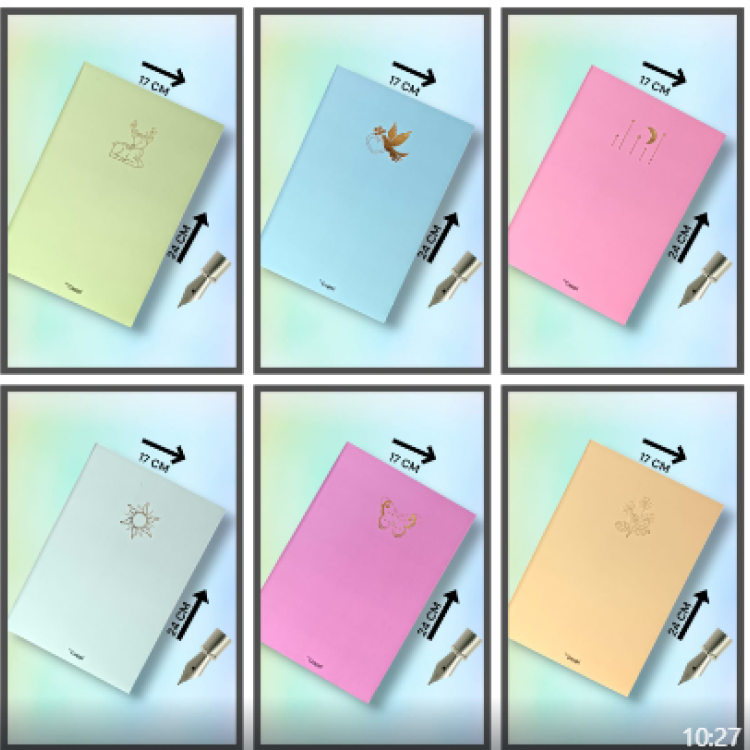 BY CAPPİ 17*24CM PASTEL RENKLER ÇİZGİLİ 160SY SERT KAPAK NOT DEFTERİ