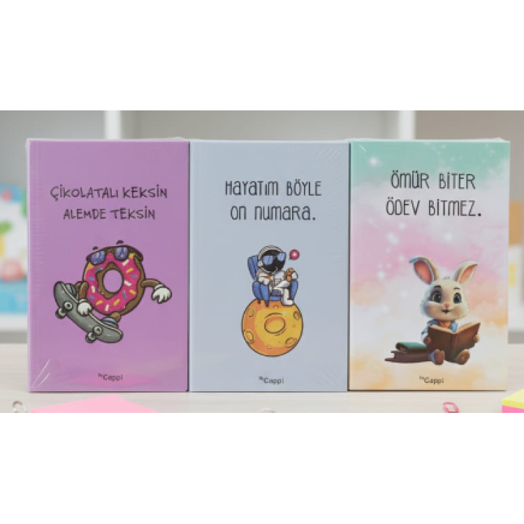 BYCAPPİ 14*21 SÖZLÜ 160SY ÇİZGİLİ SERT KAPAK NOT DEFTERİ 12 MODEL