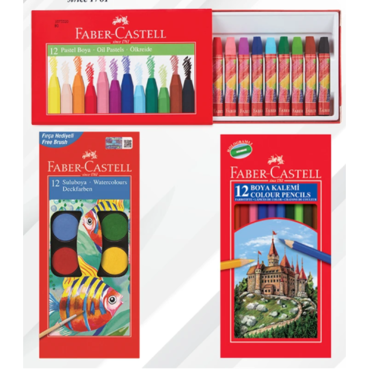 FABER KURU-SULU-PASTEL 3 LÜ BOYA SETİ