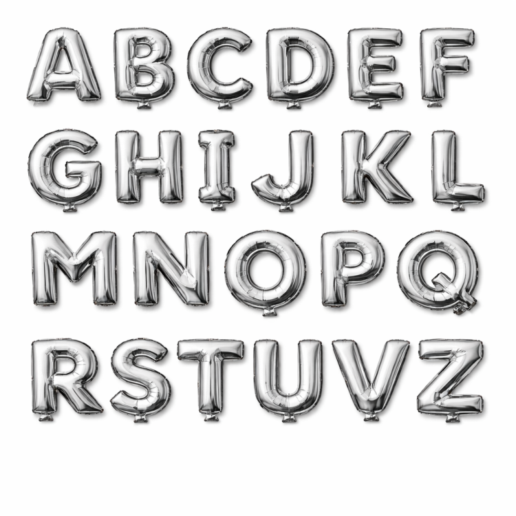 HARF 16 İNC GÜMÜŞ RENK FOLYO BALON 36 CM (30LUSET)