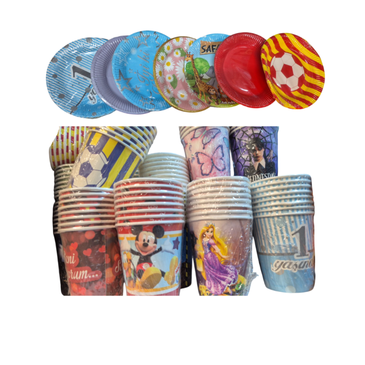 8Lİ DOĞUM GÜNÜ KARIŞIK TABAK VE BARDAKLAR SET -KEY 8Lİ DOĞUM GÜNÜ KARIŞIK TABAK VE BARDAKLAR SET -KEY