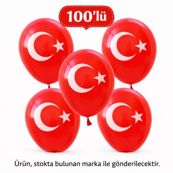 BALON BAYRAK AYYILDIZ KIRMIZI (POŞET100) *23nisan*K