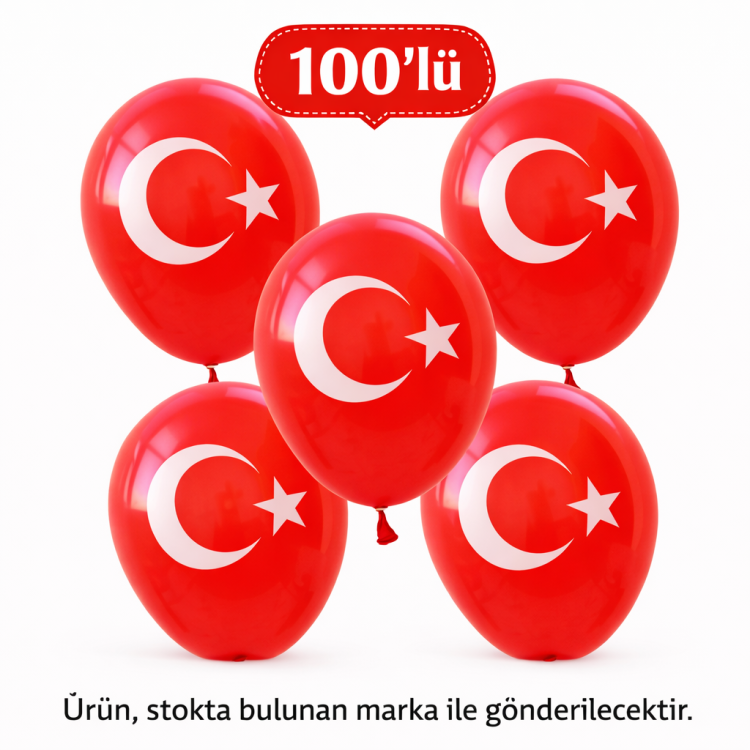 BALON BAYRAK AYYILDIZ KIRMIZI (POŞET100) *23nisan*K